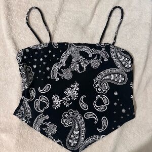 Chocolate Black and White Paisley Camisole